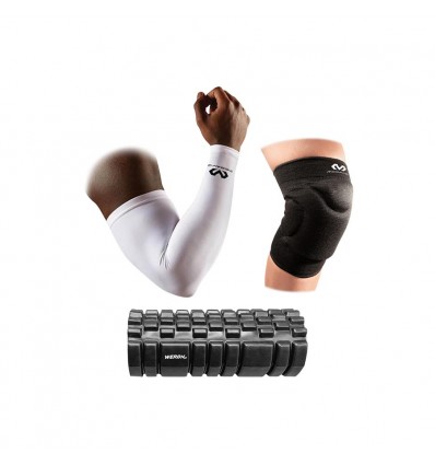 BLACK WEEK 2025: McDavid Ochraniacze kolan 602 (czarne) + Rękaw kompresyjny 6566 (biały) + roller WERON